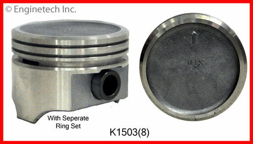 Piston & Ring Set (8) - Fits GM & Chevrolet 305 - Enginetech K1503 - Size = P060