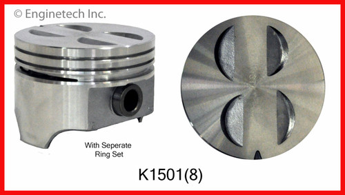 Piston & Ring Set (8) for Ford 289 & 302 - Enginetech K1501 - Size = 040