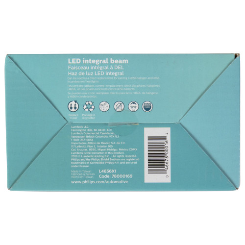 LED Integral Beam Headlight H4656 H4656LED - packaging, bottom view