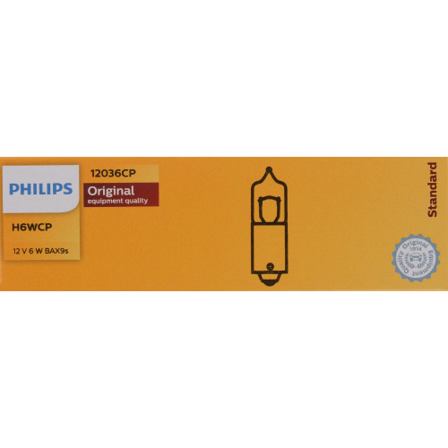 Standard Miniature Bulb 12036 (10 Pack) H6WCP - Direct Fit - packaging, front view