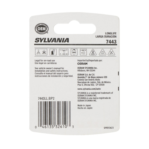 Long Life Mini Bulb 7443 (2 Pack) 7443LL.BP2 - back view