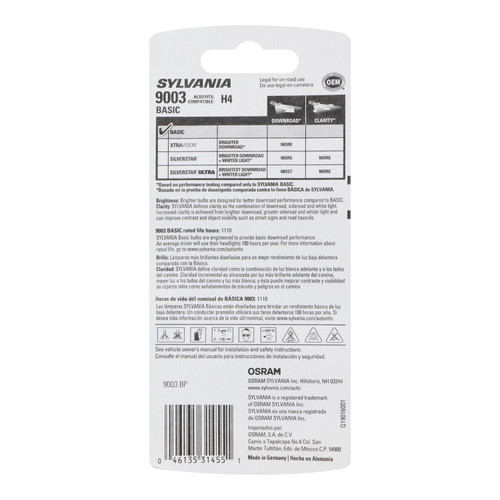 Basic Halogen Headlight Bulb 9003 9003.BP - back view
