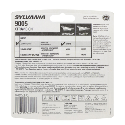 XtraVision Halogen Headlight Bulb 9005 (2 Pack) 9005XV.BP2 - back view