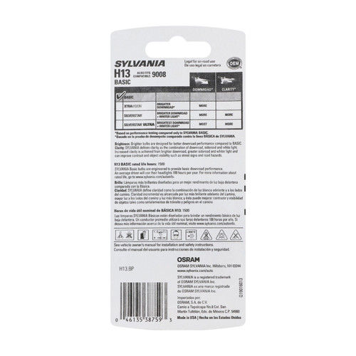 Basic Halogen Headlight Bulb H13 H13.BP - back view