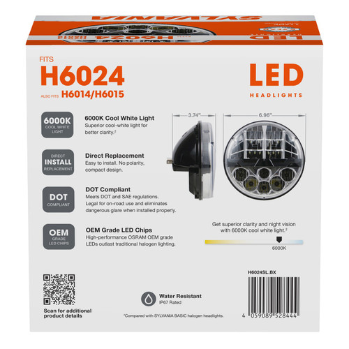 LED Sealed Beam Headlight H6024 H6024SL.BX - back view