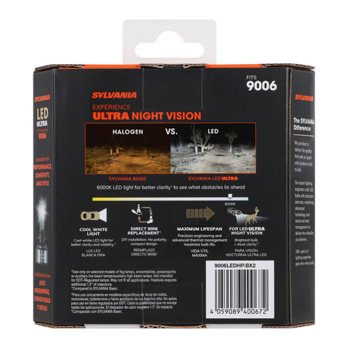 LED Ultra Powersports & Fog Bulb 9006 (2 Pack) 9006LEDHP.BX2 - back view
