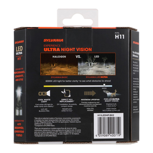 LED Ultra Powersports & Fog Bulb H11 (2 Pack) H11LEDHP.BX2 - back view