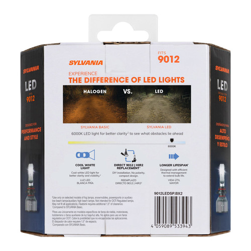 LED Powersports & Fog Bulb 9012 (2 Pack) 9012LEDSP.BX2 - back view