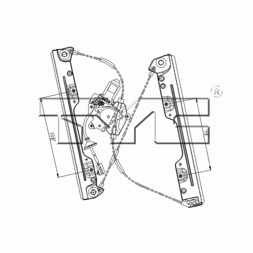 Front Right Power Window Motor and Regulator Assembly 660497 - angled view