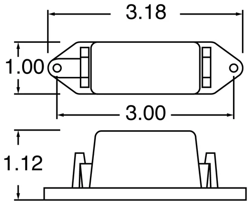 Incandescent 1x2 in Rectangular Yellow Marker Light 1507A - front view