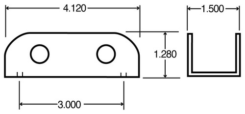 19 Series 1x4 in Rectangular Light Mounting 19724 - front view