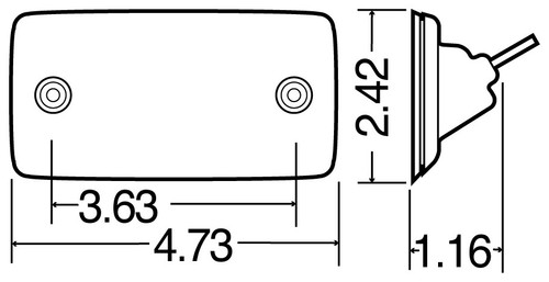 25 Series LED 2x5 in Rectangular Yellow Marker & Clearance Light 25250Y - front view