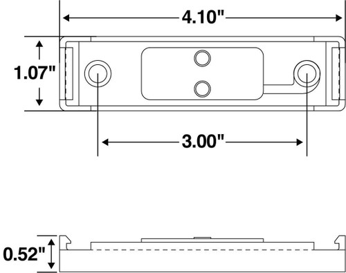 19 Series 1x4 in Rectangular Light Mounting 19720 - front view