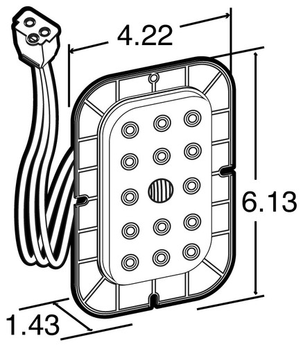 45 Series LED 3x5 in Rectangular Red Stop/Turn/Tail Light 45259R - front view