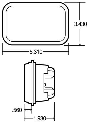 Super 45 Incandescent 3x5 in Rectangular Yellow Rectangular Light 45201Y - diagram