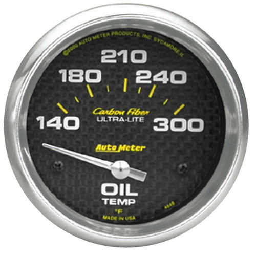 Autometer 66.7mm 300F Oil Temp Gauge Carbon Fiber