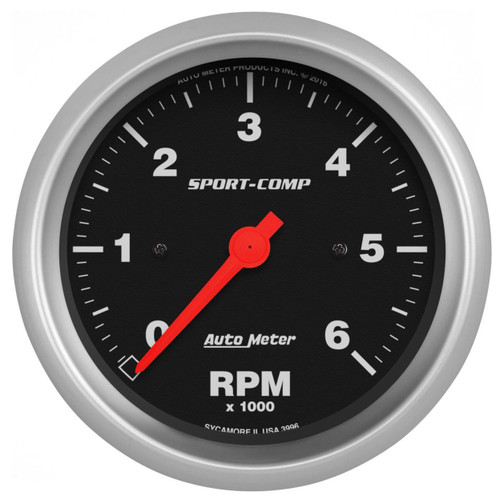 Autometer 3-3/8in 0-6K RPM In-Dash Tachometer Sport-Comp
