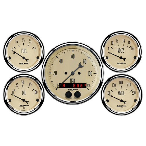 Autometer 3-3/8in/2-1/16in GPS Speedometer 5pc Kit Antique Beige