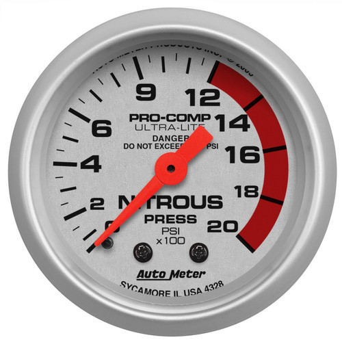 Autometer 52mm 2000PSI Mechanical Nitrous Pressure Gauge Ultra-Lite
