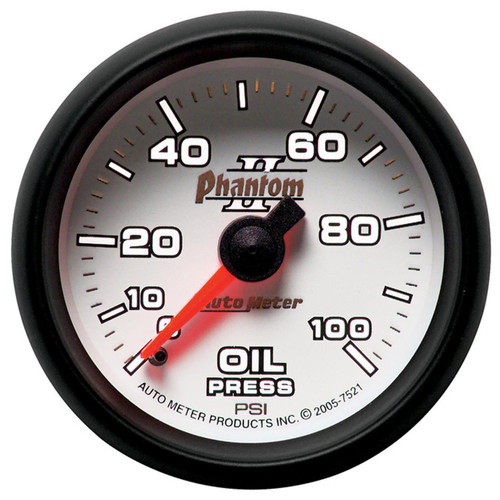 Autometer 52mm 0-100PSI Mechanical Oil Pressure Gauge Phantom II