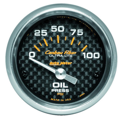 Autometer 52mm 100PSI Electronic Oil Pressure Gauge Carbon Fiber