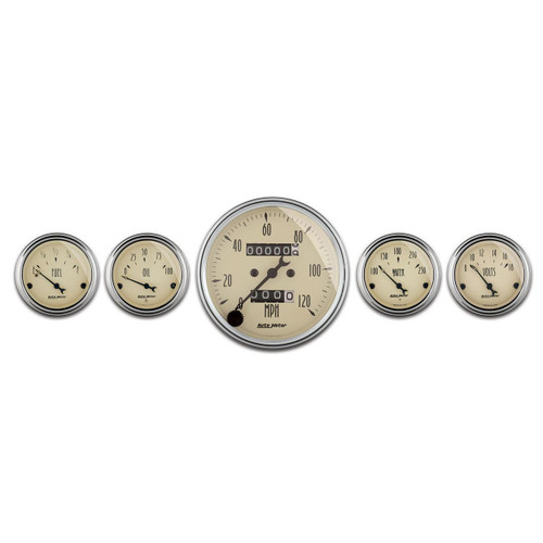 Autometer 3-1/8in/2-1/16in 5pc Mechanical Speedometer Kit Antique Beige