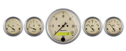 Autometer 3-1/8in/2-1/16in 5pc Electric Speedometer Kit Antique Beige