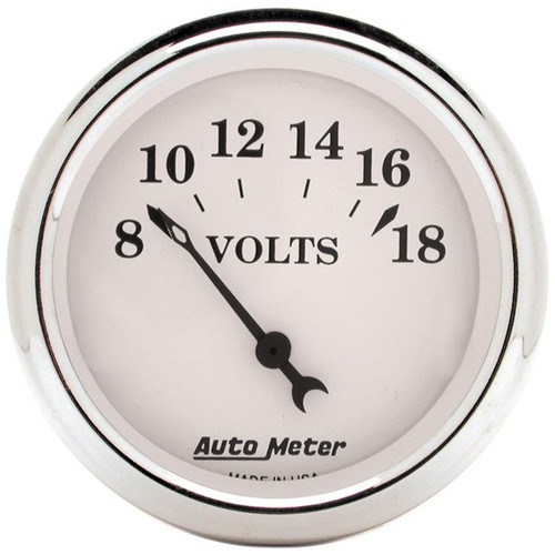 Autometer 2-1/16in 18V Voltmeter Gauge Old Tyme White