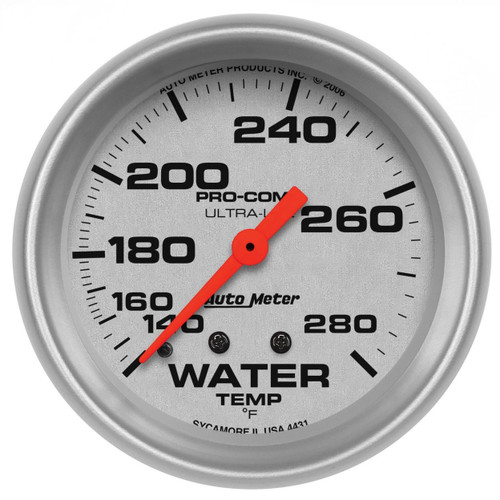 Autometer 66.7mm 140-280F Mechanical Water Temp Gauge Ultra-Lite