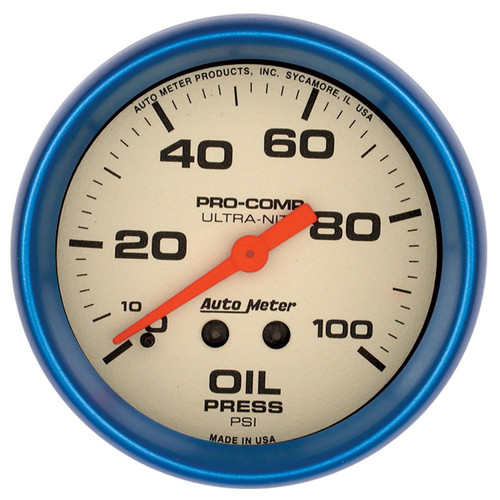Autometer 66.7mm 0-100PSI Mechanical Oil Pressure Gauge Ultra-Nite