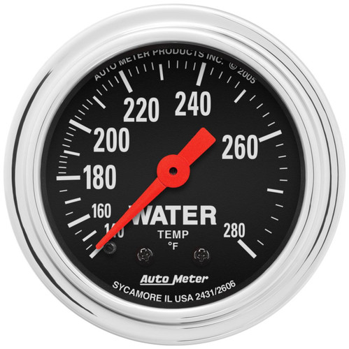 Autometer 2-1/16in 140-280F Mechanical Water Temp Gauge Traditional Chrome