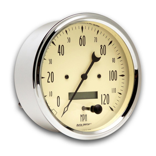 Autometer 5in 120MPH Programmable Speedometer Antique Beige