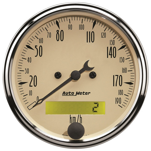 Autometer 3-1/8in 190KPH Speedometer 5-Gauge Kit Antique Beige