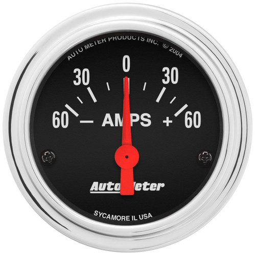 Autometer 2-1/16in 60A Ammeter Gauge Traditional Chrome