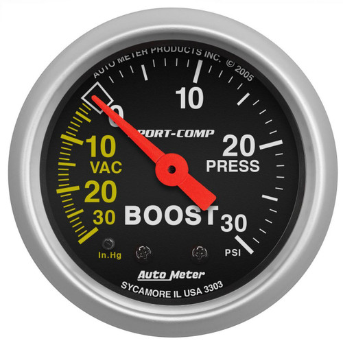 Autometer 52mm 30PSI Mechanical Boost Gauge Sport-Comp