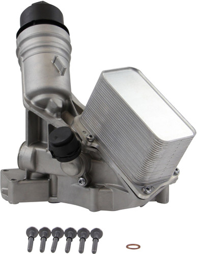 Upgraded Aluminum Engine Oil Filter Housing with Filter and Hardware HEU0116 - front view