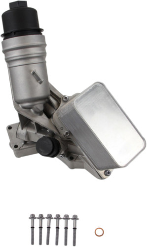 Upgraded Aluminum Engine Oil Filter Housing with Filter and Hardware HEU0116 - top view
