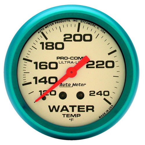 Autometer 2-5/8in 120-240F Mechanical Water Temp Gauge Ultra-Nite