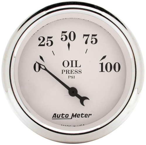 Autometer 2-1/16in 100PSI Oil Pressure Gauge Old Tyme White