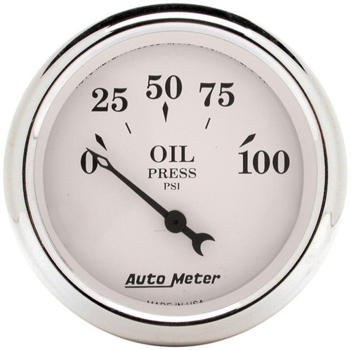 Autometer 2-1/16in 100PSI Oil Pressure Gauge Old Tyme White