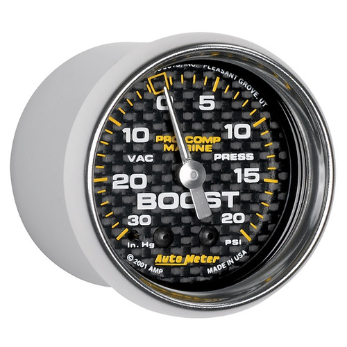 Autometer 2-1/16in 30in Hg/20PSI Vacuum/Boost Gauge Marine Carbon Fiber