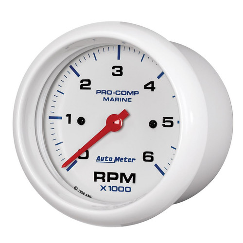 Autometer 3-3/8in 6K RPM Tachometer Marine White Ultra-Lite