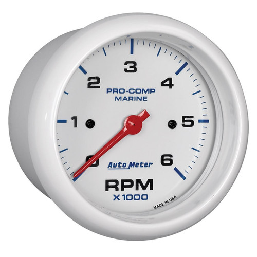 Autometer 3-3/8in 6K RPM Tachometer Marine White Ultra-Lite