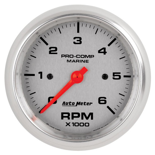 Autometer 3-3/8in 6K RPM Tachometer Marine Silver Ultra-Lite