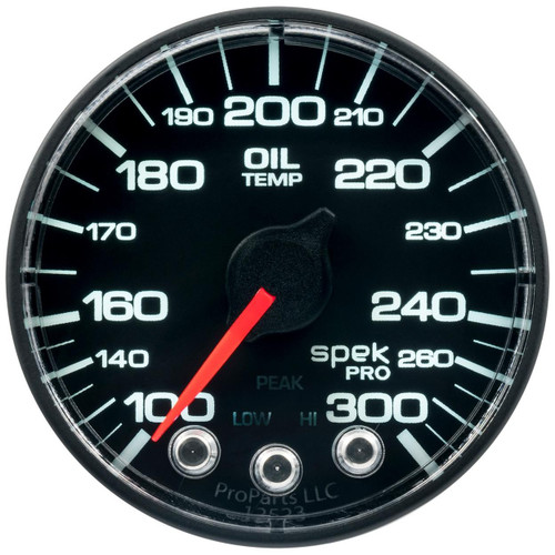 Autometer 52mm 100-300F Oil Temp Gauge Spek-Pro