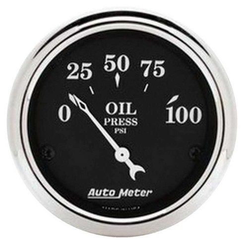 Autometer 2-1/16in 100PSI Oil Pressure Gauge Old Tyme Black