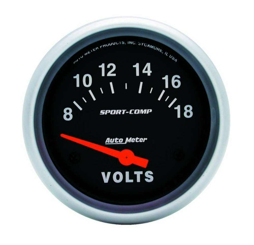 Autometer 2-5/8in 8-18V Voltmeter Gauge Sport-Comp
