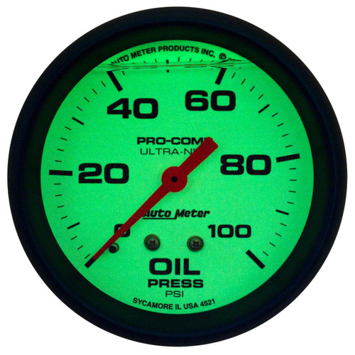 Autometer 2-5/8in 0-100PSI Mechanical Oil Pressure Gauge Ultra-Nite