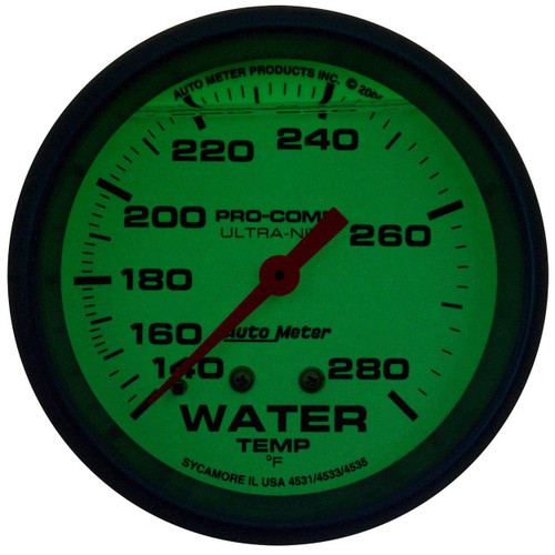 Autometer 2-5/8in 140-280F Mechanical Water Temp Gauge Ultra-Nite