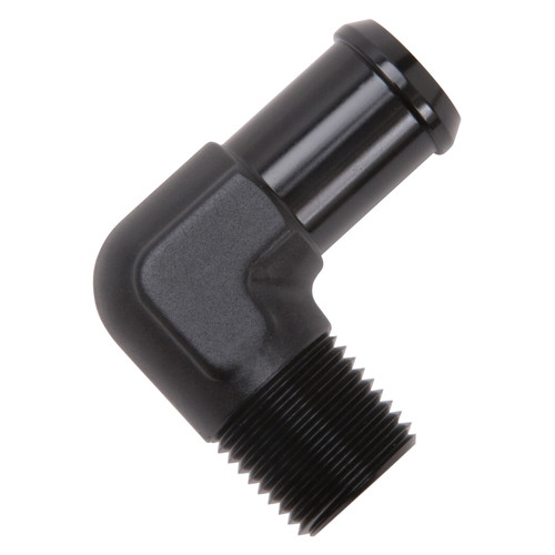 Edelbrock 90-Deg Hose End 1/2in NPT to 3/4in Black